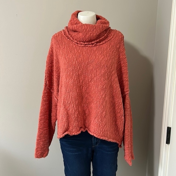 Free People Womens Big Easy Cowl Neck Pullover Sweater Red Sz L - Picture 5 of 16